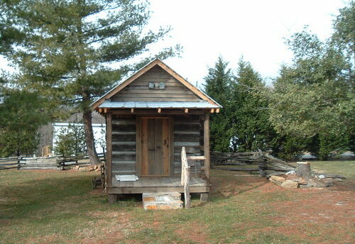 Log cabin in woods