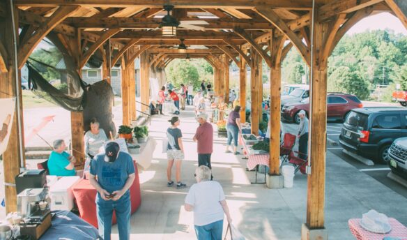 People shopping at a farmers market